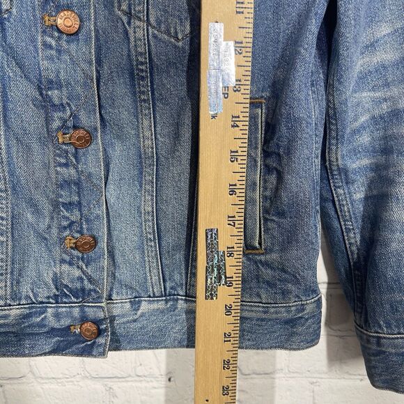 Madewell Jean Trucker Jacket Small Denim Medium Wash Flap Pockets Western - Picture 11 of 14